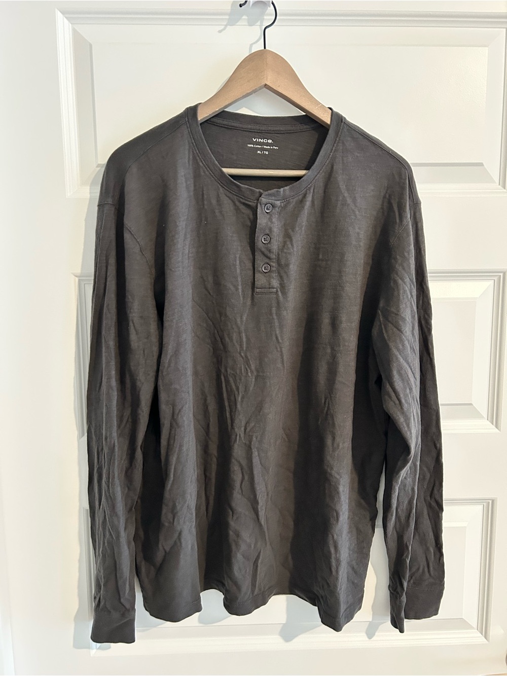 Vince Men’s Henley Shirt Gray Size XL